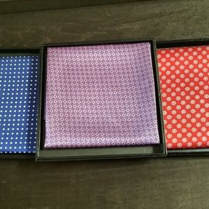 NIB Three (3) Men’s Silk Pocket Squares